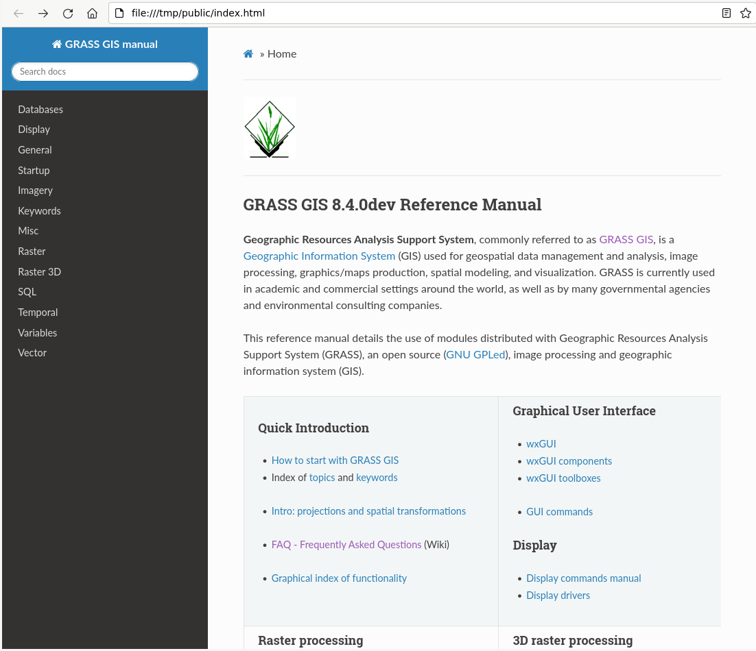 GRASS GIS code manual in Markdown